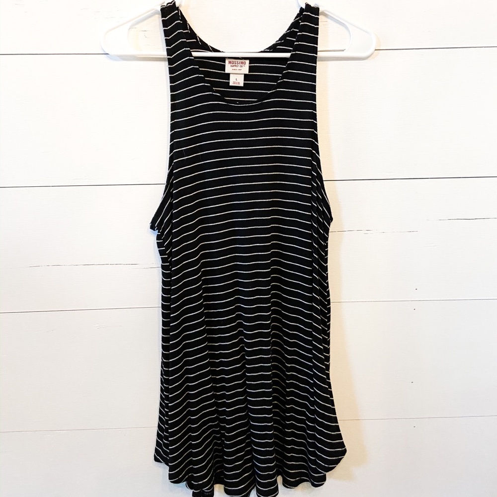 Black And White Striped Razorback Tank